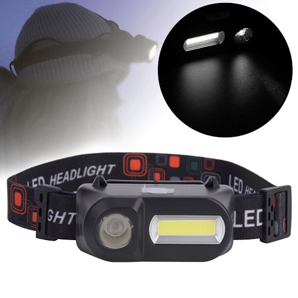 Utomhus multifunktionell USB-laddningshuvudlampa huvudmonterad ficklampa för camping fiske cykling