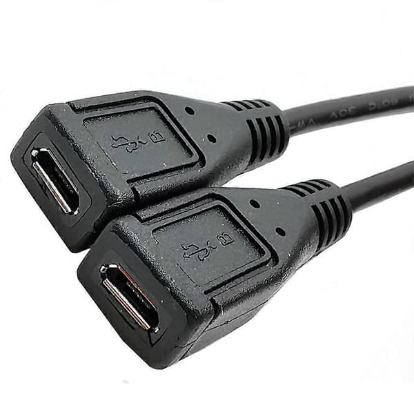 Splitter & Micro USB-kabel, 5-pinners hann til 2 hunn Y-splitterkabel lader høyre bend