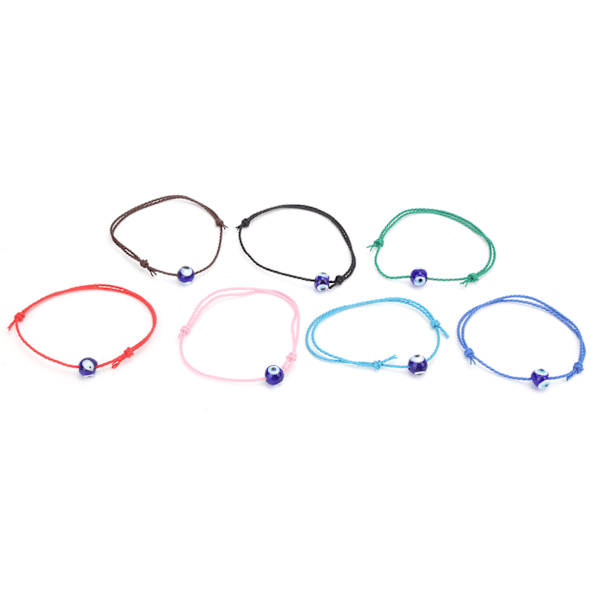 7 st Delikat Armband Justerbar Färgglad Handvävd Turkisk Blå Öga Lycka Armband Rep för Män Kvinnor Present