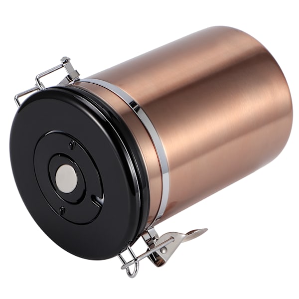 Rustfrit forseglet tank fugtsikker kaffebønne te opbevaringsbeholder med luftudluftningsventil (guld 1,8L (ca. 750g))