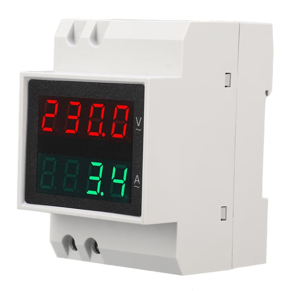 Voltmeter Amperemeter 4-siffrig display DIN-skenmontering Enfas spänningsmätare 0,1-99,9A AC80-300V