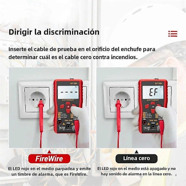 Smart Tester Mini M118A 6000 Teller Digitalt Multimeter med Lys Håndholdt Data Hold Auto Rms Transistor Meter