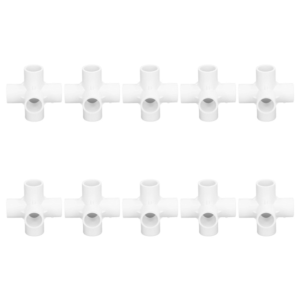 10 STK PVC-plastrørforbindelse 6-vejs rør Hjørnealbuefittings 25mm indvendig diameter hvid
