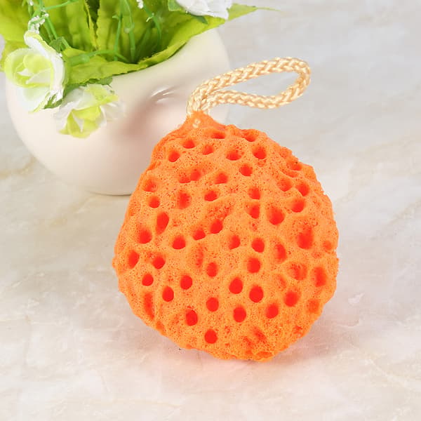 4 farver skønhed blød svamp kropsbruser spa vask rensende skrubber badebold (orange)
