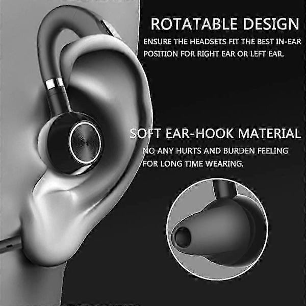 Stemmekontrol Bluetooth Øretelefon Sport Hovedtelefon Håndfri Mikrofon kompatibel med Telefon Bilchauffør Trådløst Business Headset Sort + Rød