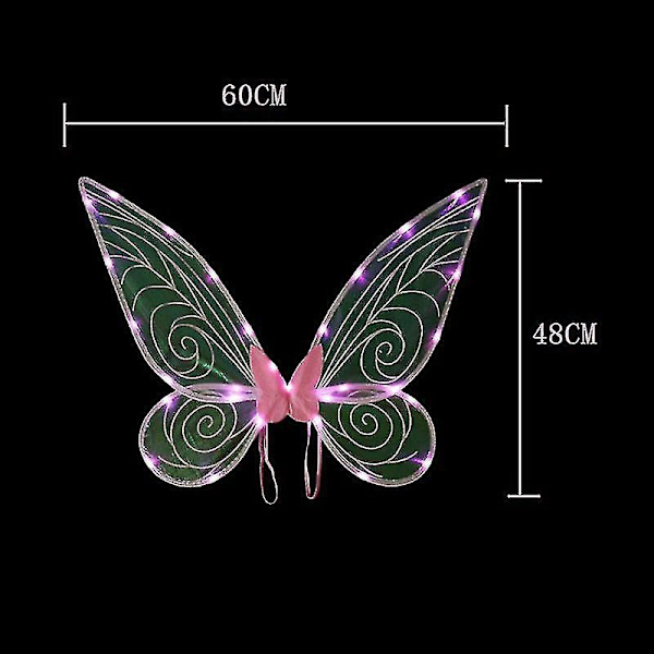 LED Lysende Sommerfuglevinger til Piger og Kvinder - Perfekt til Halloween Cosplay Blå