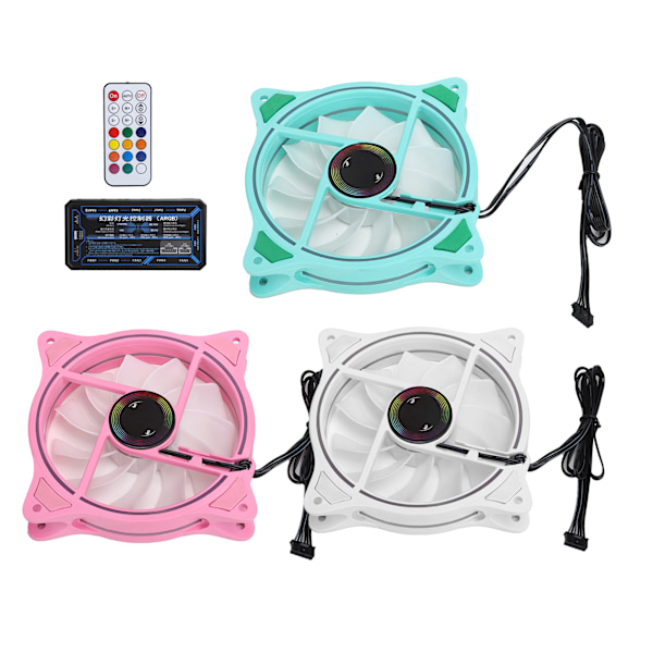 3 stk. Køleventilatorer ARGB-controller 11 ventilatorblade Silent computerluftkøler 1200rpm 12VGrøn Hvid Pink