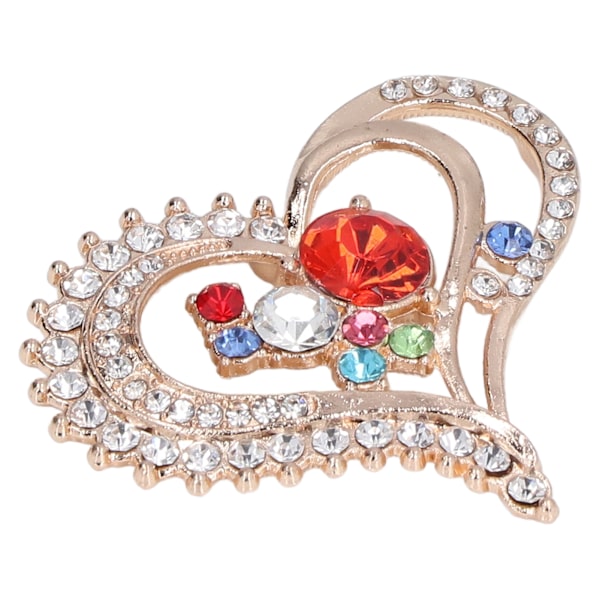 5 st Broscher DIY Love Peach Hjärtformade Rhinestone Glaslegering Smycken Tillbehör Röd