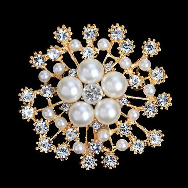 Elegant Broschset med Guldfolie och Österrikisk Kristallblomma för Bröllop 4st