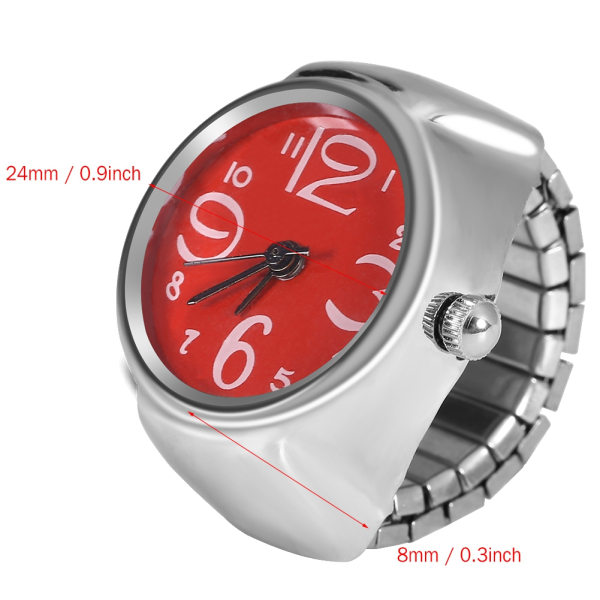 1 kpl Muodikas naisten kvartsi analoginen pyöreä sormus watch (punainen)