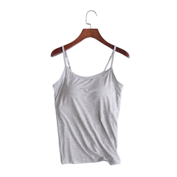 Camisole Tanktopp med Innebygd BH for Kvinner, Polstret Slim Fit, Grå, Størrelse 2XL