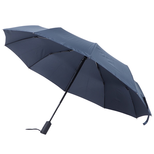 10 Rib 3 Folding Umbrella Portable Reinforce Full‑Automatic Windproof Umbrella Dark Blue