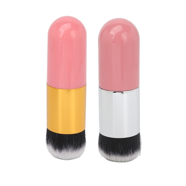 2 stk flydende foundation børste tæt fluffy hår makeup børste til blush presset pulver Pink Guld Pink Sølv