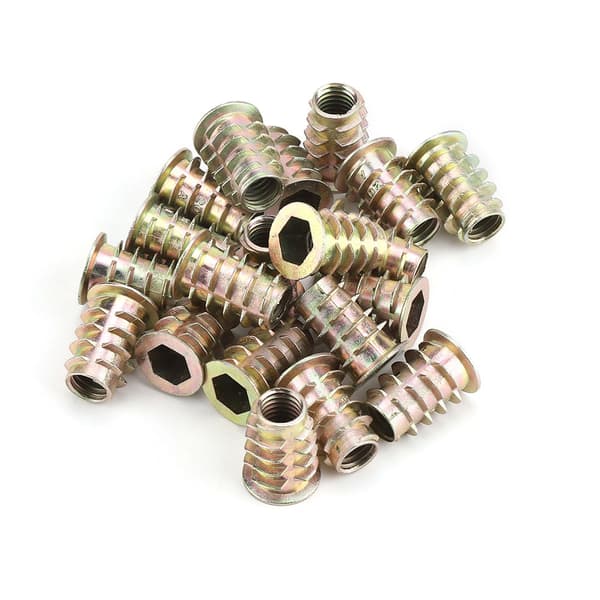 20 stk. M8 20mm sinklegering sekskantdrift hode møbelmuttere gjenget for treinnlegg