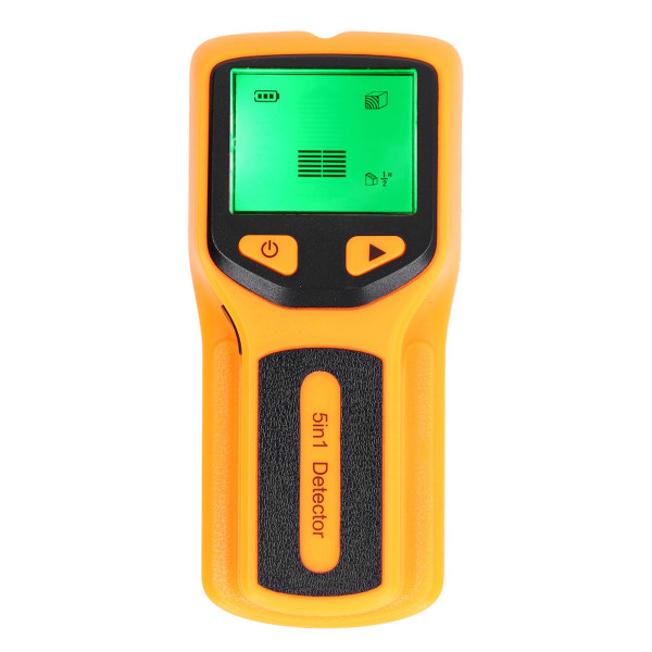 Stud Finder -seinäskannerin anturi 5 in 1 Detector HD LCD-näyttö puulle AC-langan keskireuna keltainen