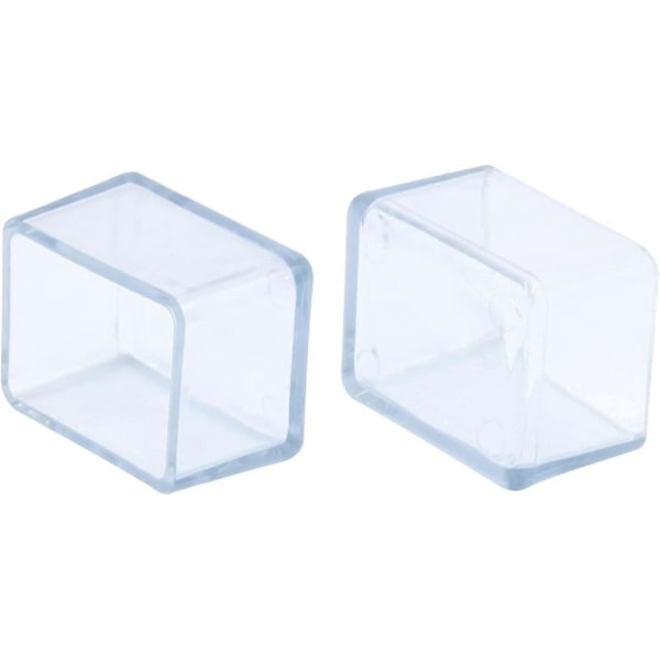 12-pack Rektangulära PVC Stolsbensskydd Repskydd Möbelfötter - 30 x 40 mm (3,0 x 4,0 cm) - Transparent