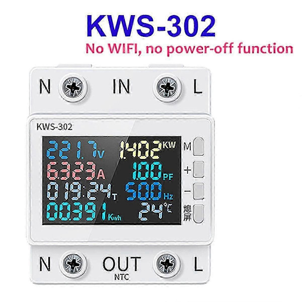 Tuya WiFi Strömmätare Färgskärm 2P Multifunktion AC Energimätare Mobiltelefon Fjärrkontroll APP Kontroll 170-300V/63A - B