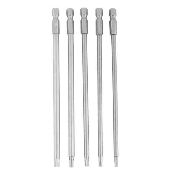 5 kpl 150mm 1/4" kuusiovarsi T10-T30 magneettinen turvatähti BST ruuvimeisselin kärkisarja