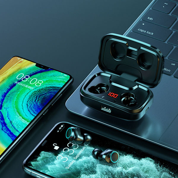 Trådlösa hörlurar Binaural In Ear Low Latency ABS Bluetooth 5.0 Version Headset för underhållning Telefonsamtal Svart