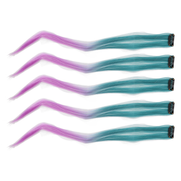 10 stk Highlights hårstykke Lang rett gradient utsøkt stilig hårstykke klips for cosplay-arrangementer Halloween-fester grønn lilla