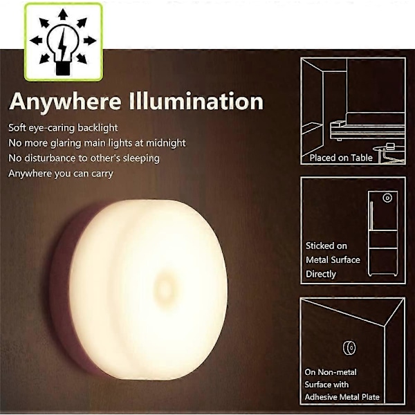 Baby Natlampe, Genopladelig Mini Touch Lampe, Trådløs LED Børnelampe, Bærbar Sengelampe til Amning, Dæmpbar Soveværelseslampe (80X80X46MM)