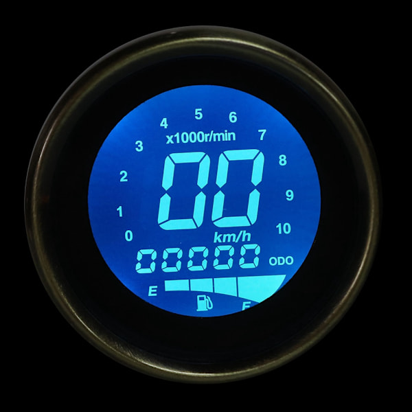 Universal Motorcycle LCD-bakgrundsbelyst hastighetsmätare Odometer Tachometer Meter Gauge (gul koppar)