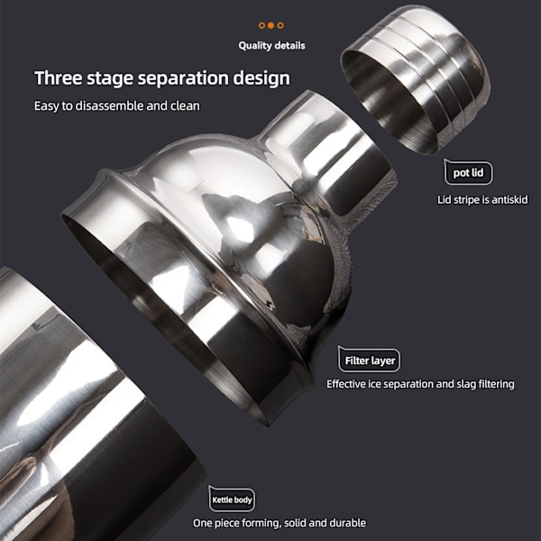 Rustfritt stål miksesett Cocktail Shaker Pot Shaker Glass Mixer Kit