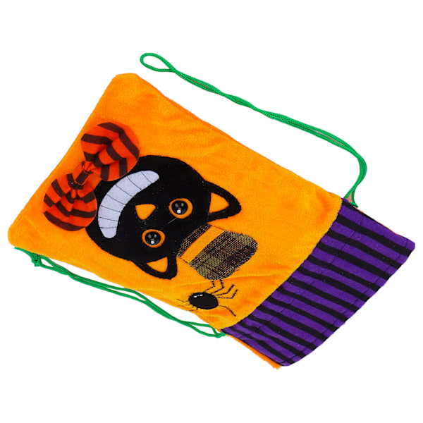 Halloween Burlap Gaveposer Gresskar Spøkelsesfestival Godteri Symaskin Ull NonWoven Oppbevaringspose (Svart Katt)