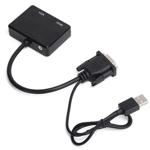 VGA til VGA High Definition Multimedia Interface Splitter Konverter Støtte Dual Display Adapter Svart