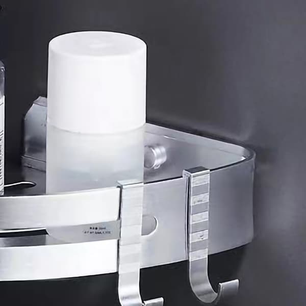 Stansfri Duschförvaringshylla Aluminiumlegering Badrumshörnhyllor för Hem Triangulär Silver