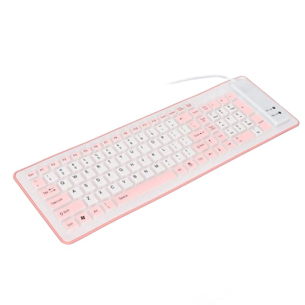 Vikbart silikontangentbord 103 tangenter USB-anslutet silikon vikbart vattentätt tyst blekfritt vikbart tangentbord för PC bärbar dator rosa
