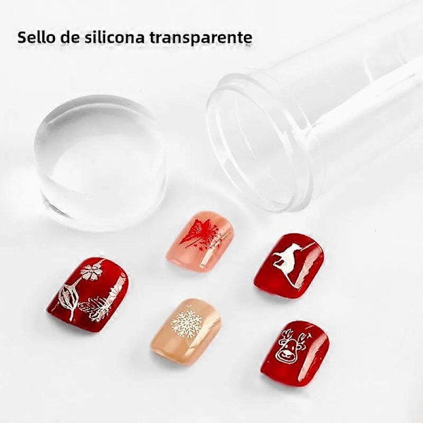 Nagelstämpelkit med silikonstämpel och gelhuvud för manikyr DIY Nagelpulver Skalbagge Verktyg Utskriftsmönster