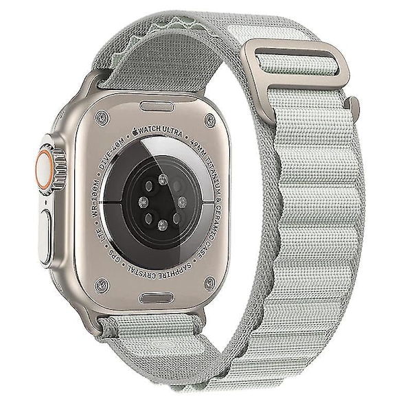 Alpine Loop Nylon Armbånd til Apple Watch Series 8/7/6/3/5 - Kompatibel iWatch Rem 42mm 44mm 45mm 49mm lysegrå