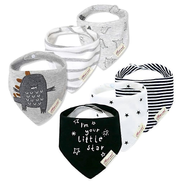 Pakke med trekantede babyklude, babyhagesmække, bomuldsbandanaer, justerbare stofbleer, superabsorberende halstørklæder 0-36 måneder, Multicolor, 0-3 år