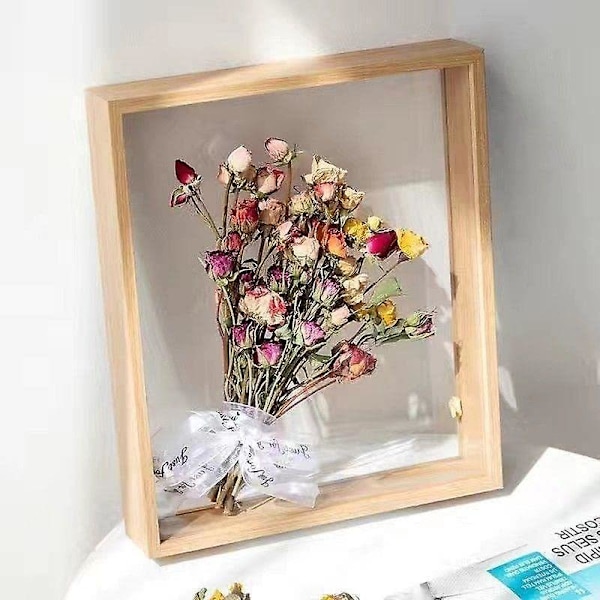 Träfotoram för torkade blommor - Naturligt träställ för flytande foton