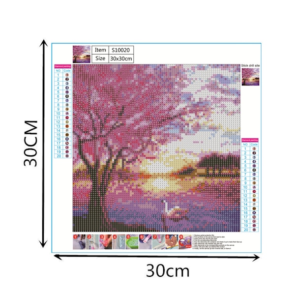 DIY 5D Diamantmålning Landskap Broderi Korsstygnshantverk Sömnadskonst Dekorativt KitS10020