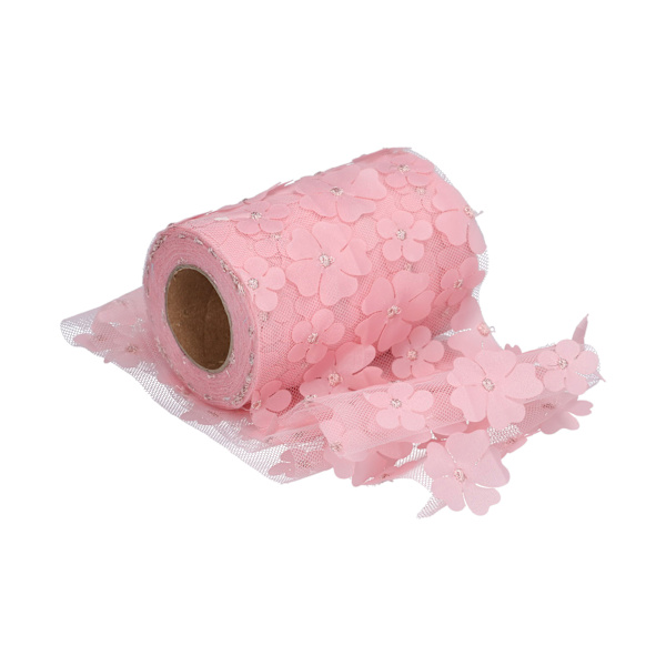 Blomster Tyllruller 10cm 10yd Premium Polyester Fleksibel Bred Anvendelse Utsøkt Glitrende Tyllruller Rosa