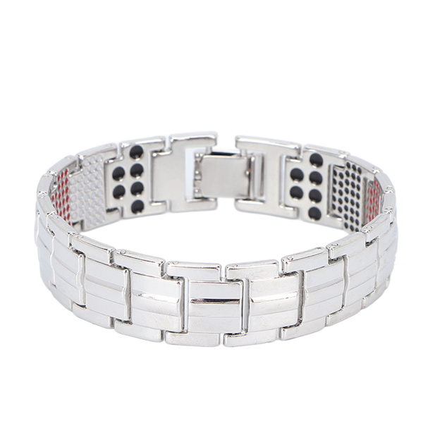 Magnetterapi Armband Minska elektrostatisk Förbättra sömn Gå ner i vikt Snygga titanstålarmband Silver