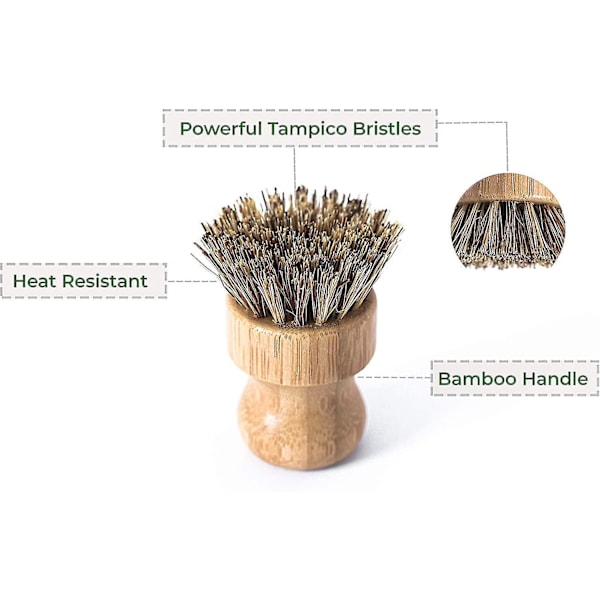 3-pack Naturlig Diskborste i Bambu för Diskning