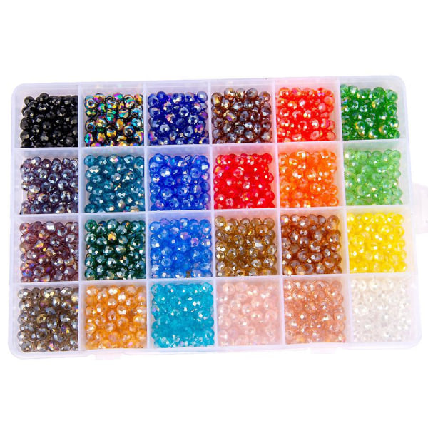 1200 stk 6 mm AB flerfargede krystallglassperler satt i boks for smykkefremstilling