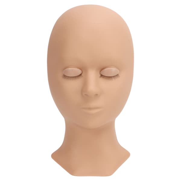 Vipper Mannequin Hode Myk Silikon Erstattede Øyelokk Mannequin Hode for Vippeextensions Praksis Lys Brun