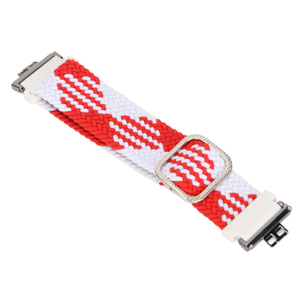 Justerbar nylon klokkestropp for Huawei Watch Fit-bånd strikking elastisk solo loop klokkestropp (rød hvit)