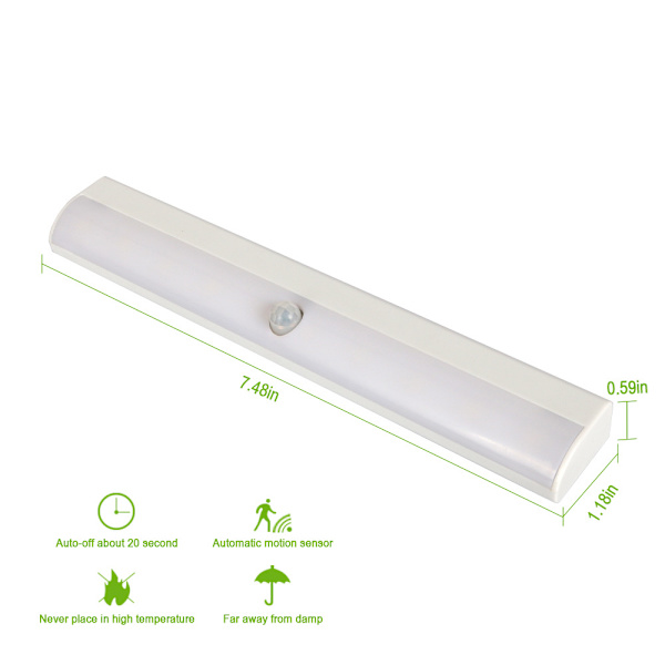 Bevegelsessensorlys med høy lysstyrke LED-lyskontrollsensor Skap Garderobe Lampe for soverom Hvit lys