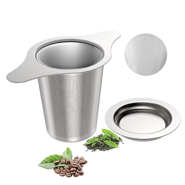 Stor teinfuser i rustfritt stål med dobbelt håndtak for tekanner, krus og kopper