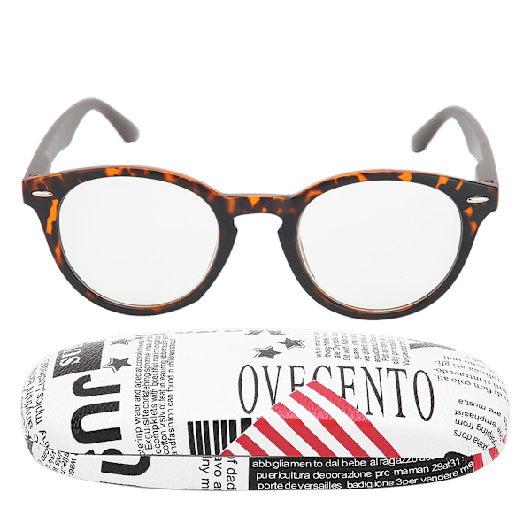 Unisex-lukulaseja, joissa on korkearesoluutioinen presbyopia ja kotelo (+350 Leopard Print Tawny Leg)