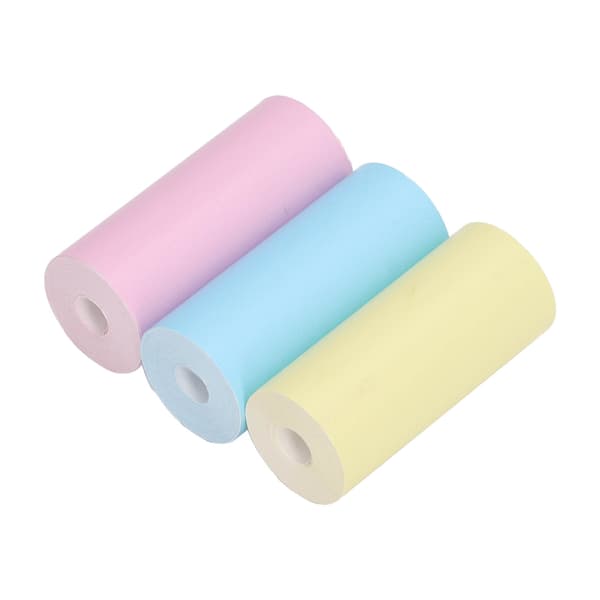 3 rullar termopapper minitermopapper gul blå rosa för etikettfoto 57x25mm