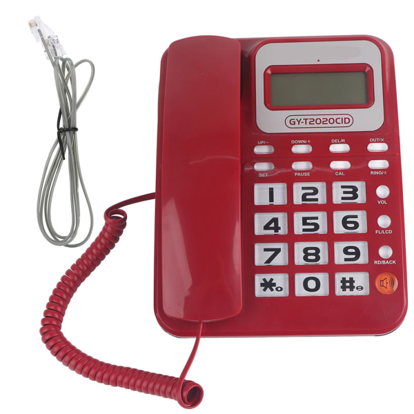 ABS GY T2020CID trådbunden telefon med högtalare visning av nummerpresentation Kalkylator (röd)