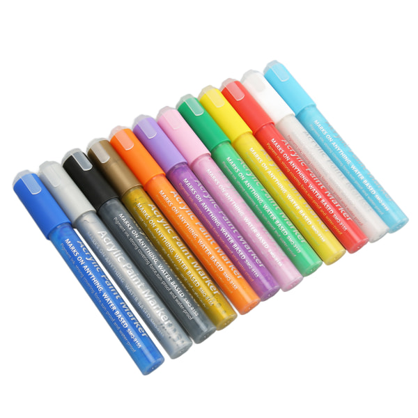 12 stk. neglelakpenne i flere farver Hurtigttørrende DIY-neglepenne til neglemaling for begyndere