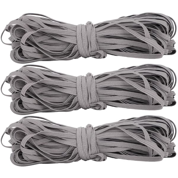 3st 6mm Polyester Elastiskt Band Flexibelt Rep Tejp Klädtillbehör 30 Yards/Rulle Grå