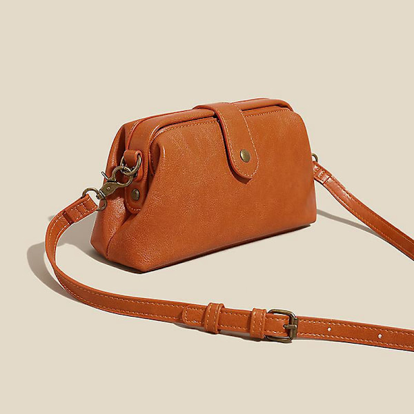 Retro handgjord doktorsväska crossbody-väska för kvinnor retrostil läder crossbody axelväska (brun) 24*14*8CM